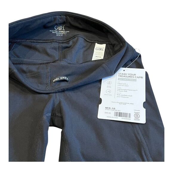 NWT! Athleta Girl Stash Your Treasures Black Capri Leggings Size Medium 8-10 - Picture 2 of 4